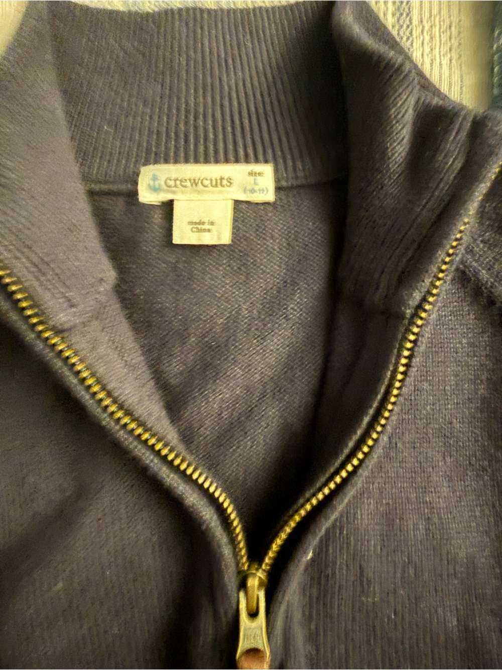 Crewcuts Navy Zip-Up Sweater with Brass Zipper